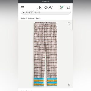 J. Crew- 100% silk Collection high-rise silk-twill set in mini windowpane print